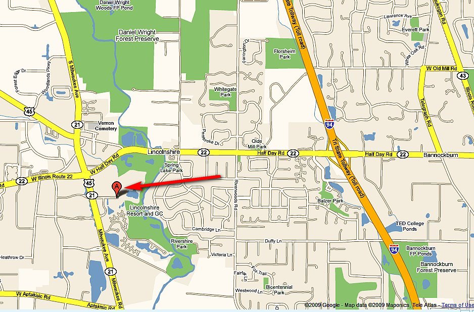 Map to the Marriott Lincolnshire